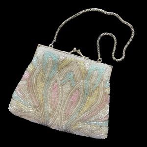 Mini Pastels Beaded Snap Top Purse - one tiny flaw but in EUC
